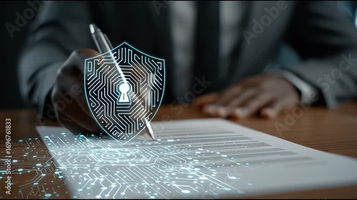 Cybersecurity and Data Protection – Digital Shield Privacy Technology Concept 4K