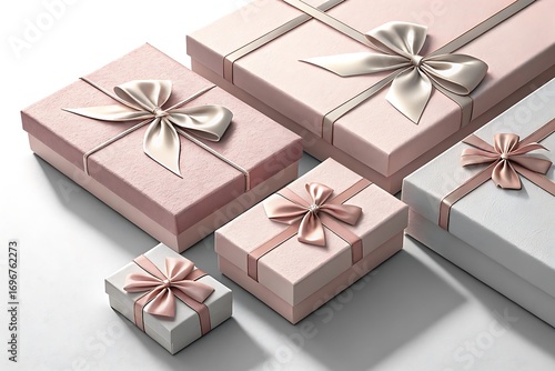 Wallpaper Mural Elegant pastel pink gift boxes with satin ribbons arranged for celebration Torontodigital.ca