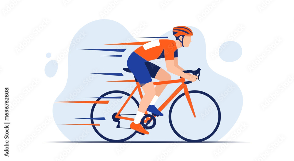 Fototapeta premium Cyclist Racing Towards Victory on Bicycle, Showing Speed and Determination in Motion