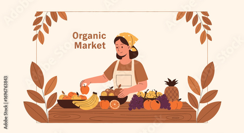 Depicting The Freshness And Vibrant Harvest Of Organic Produce At An Open-Air Market