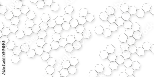 abstract modern geometric business and technology concept Modern white hexagon background featuring seamless geometric pattern for clean, minimalistic design projects.