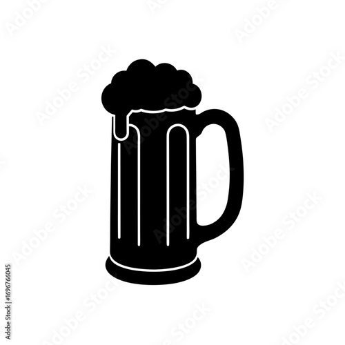 beer mug icon black silhouette vector illustration on transparent background