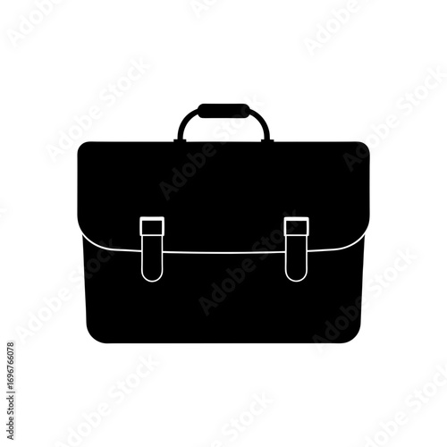 briefcase icon black silhouette vector illustration on transparent background