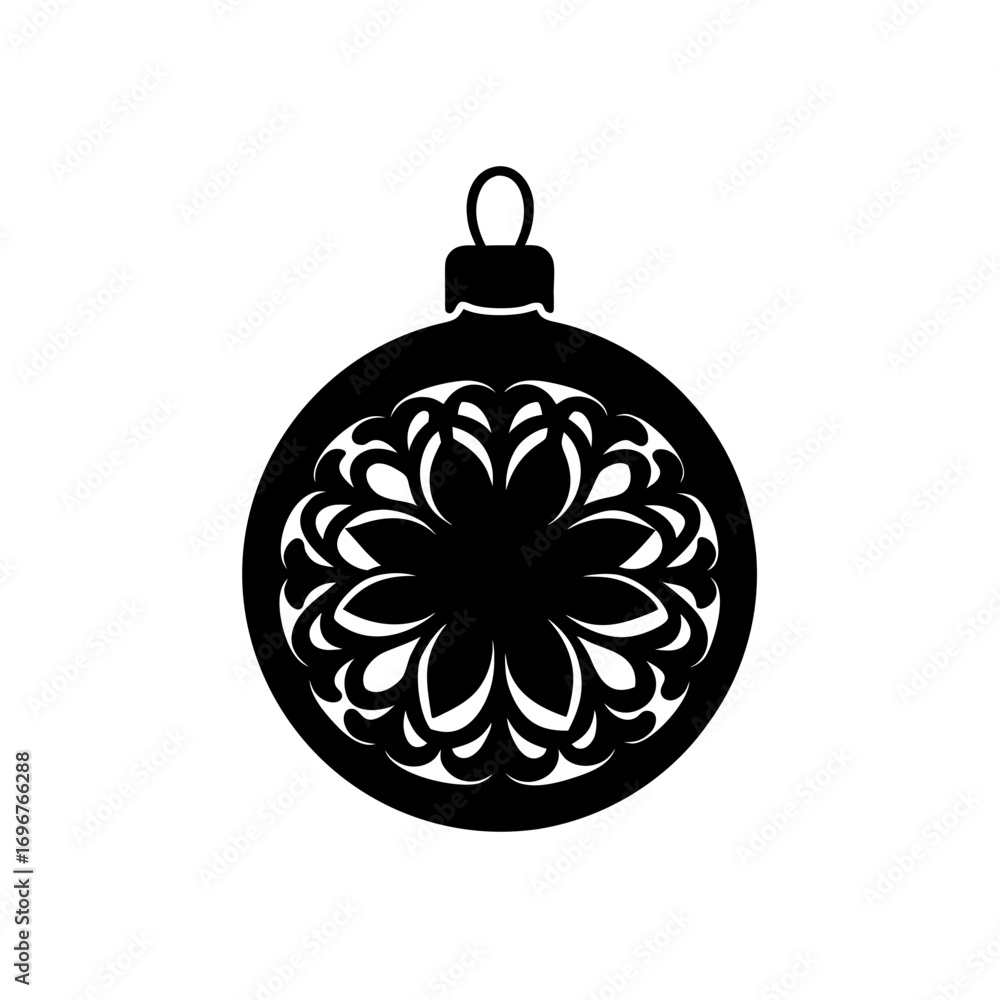 Fototapeta premium christmas ornament ball icon black silhouette vector illustration on transparent background