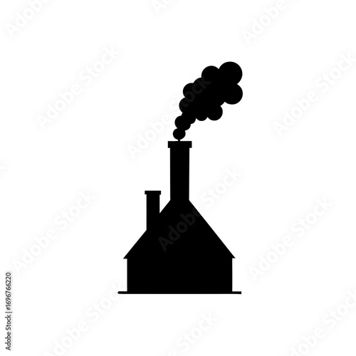 chimney with smoke icon black silhouette vector illustration on transparent background
