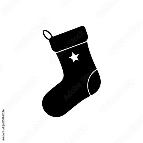 christmas stocking icon black silhouette vector illustration on transparent background