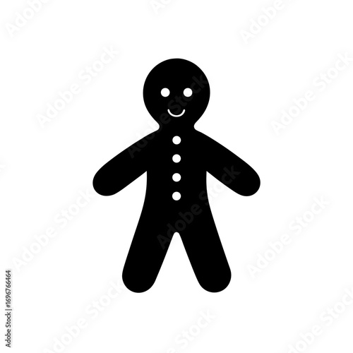 gingerbread man icon black silhouette vector illustration on transparent background