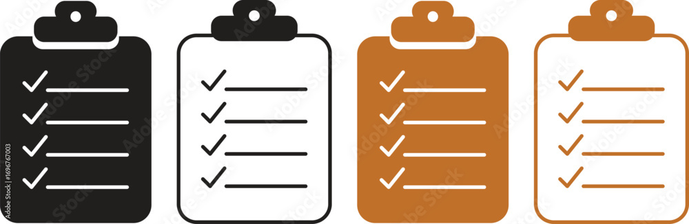 Fototapeta premium set of clipboard or checklist icons in a flat style