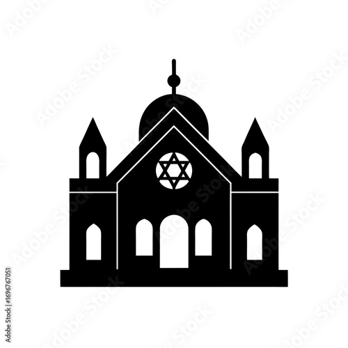 synagogue icon black silhouette vector illustration on transparent background