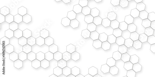 business concept abstract hexagon white abstract background with various arranging modern white hexagon patterns.