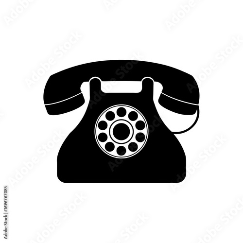telephone icon black silhouette vector illustration on transparent background