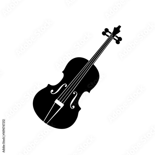 violin icon black silhouette vector illustration on transparent background