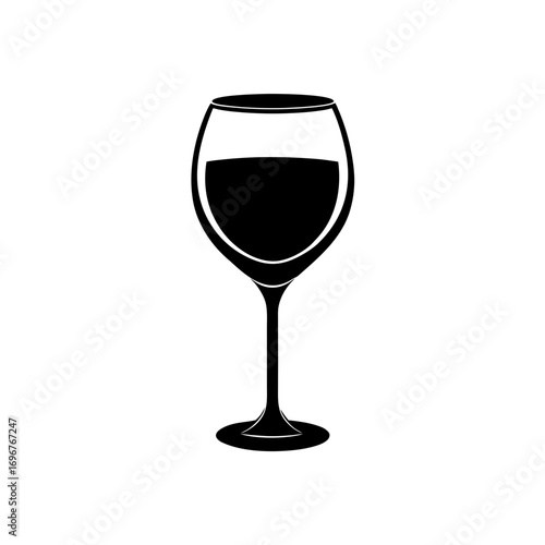 wine glass icon black silhouette vector illustration on transparent background
