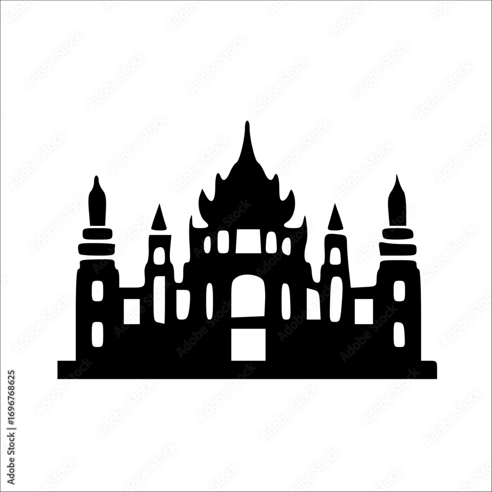 Obraz premium Silhouette of an ornate Asian temple or palace.