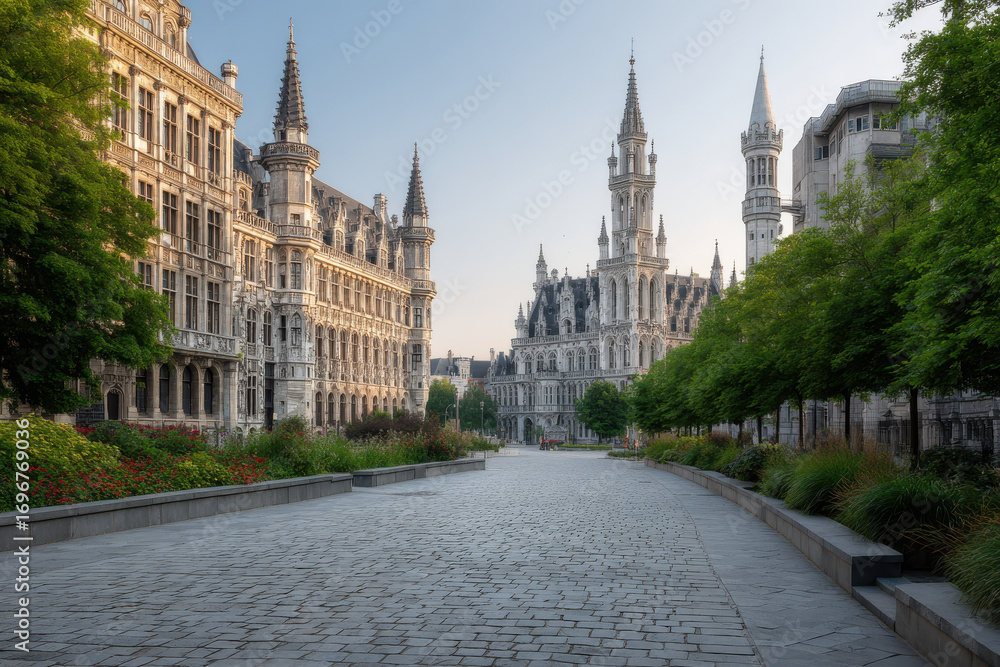 Fototapeta premium stunning view of european capital square without any people showcasing magnificent architecture