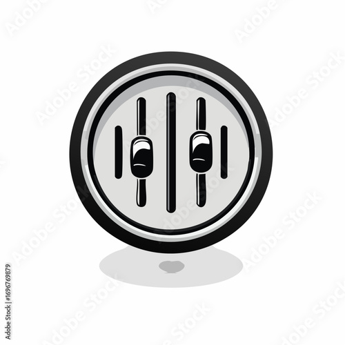 Vector illustration of a sound mixer control panel icon. Modern glossy symbol for audio settings, equalization, and music production adjustments on a white background