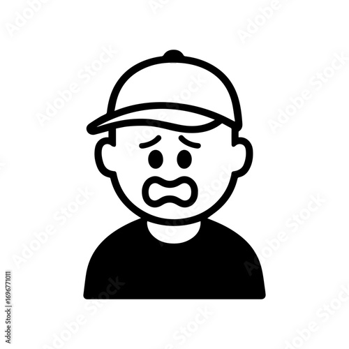 character emotion man in cap fear vector on white background
Vector icon character with emotion