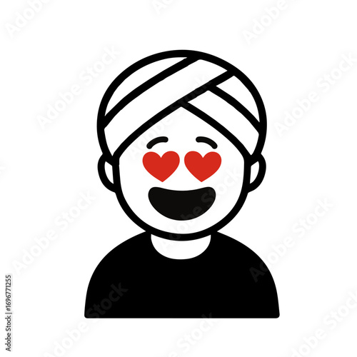 character emotion man in turban love vector on white background
Vector icon character with emotion