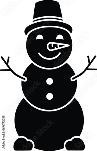 Festive Frolic A Christmas Icon of a Jolly Snowman Illustration