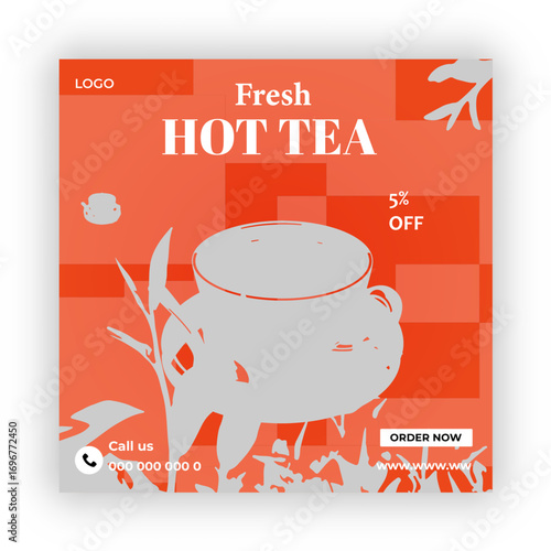 A box of tea  is labeled as tea flyer design 

