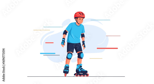 Illustrative Rollerblading Scene Depicting Active Lifestyle And Recreational Fun