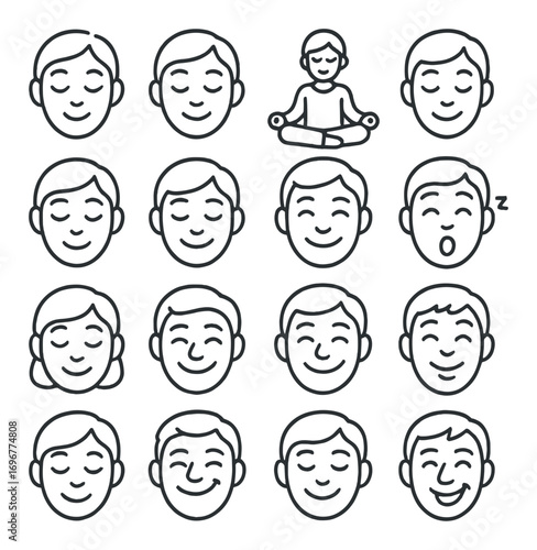 Simple black line expressions on various faces