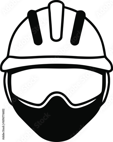 Safety First Construction Worker with Hard Hat and Goggles for Secure Job Sites
