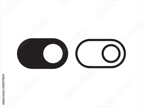 Two toggle switch icons, one on and one off, isolated on white background