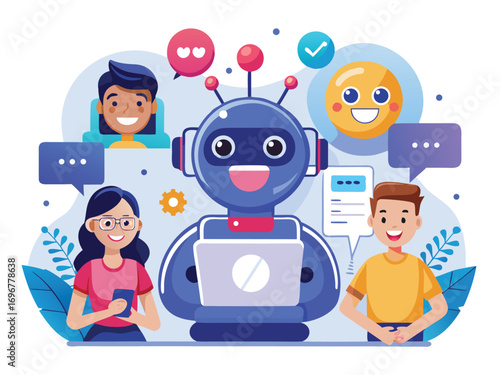 Futuristic AI Communication with Humans Concept