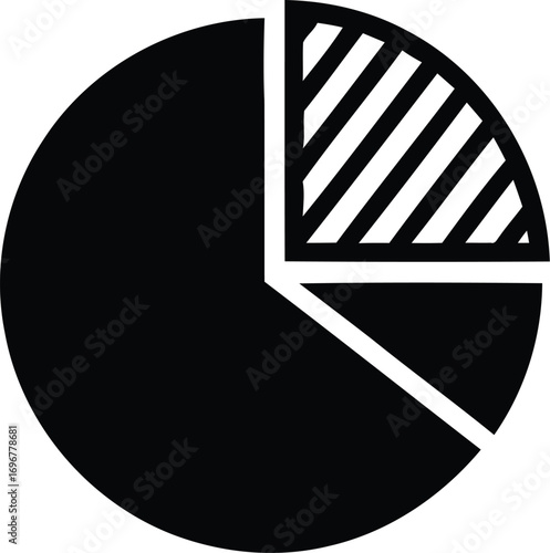 Isolated pie chart symbol representing financial data, business statistics, and market share percentages for infographics and presentations