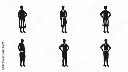 Diverse silhouettes of people in traditional attire showcase cultural heritage and distinct identities beautifully