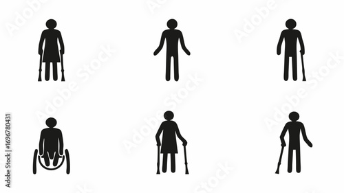 Diverse people icons representing mobility challenges and assistance needs