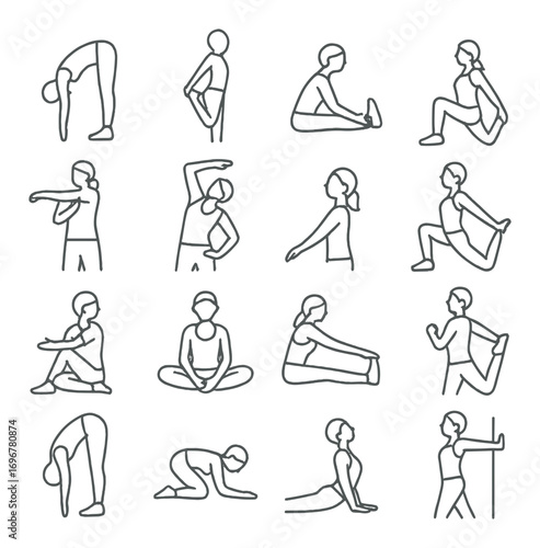 Outline of yoga poses sequence for stretching and flexibility practice