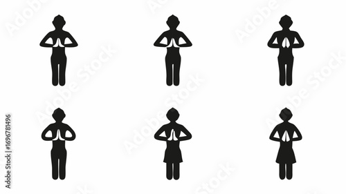 Serene figures in prayer pose embrace mindfulness and spiritual connection for well-being