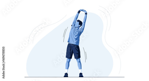 Man Stretching During Exercise Promoting Physical Wellbeing and A Healthy Lifestyle