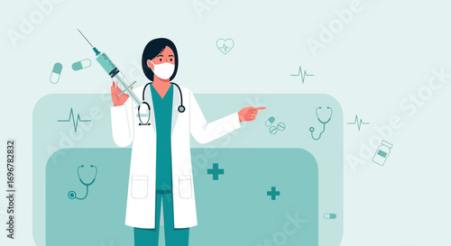 Medical Professional Holding Syringe, Illustrating Healthcare And Medical Treatment Concepts