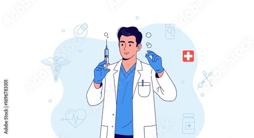 Medical Professional Readying Medication and Tool Using, Preparing For Healthcare Treatment