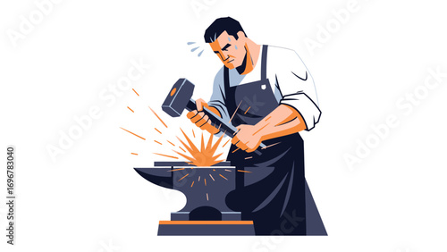 Forge in Action: Witness the skill of the Blacksmith shaping metal with precision and power. Sparking sparks, the anvil resonates, creating a scene of artistry and industry.