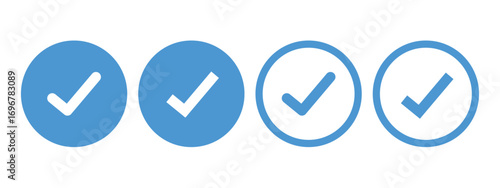 Success Tick Icons – Check Mark, Approval, Verification Badge, Confirmed, Completed, Correct Symbol, Minimal Line, Flat and Solid Vector Icon Set for UI