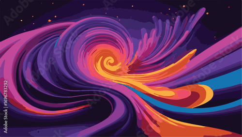 Swirling abstract vibrant purple orange and pink waves