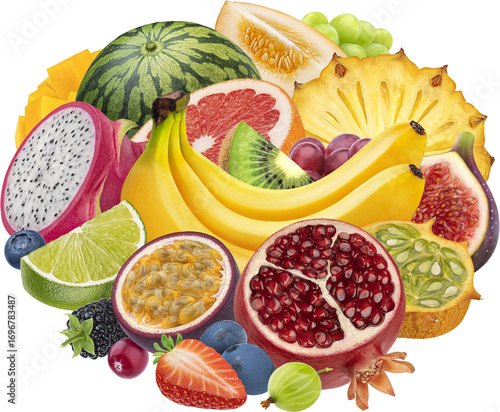 Different fruits collection isolated