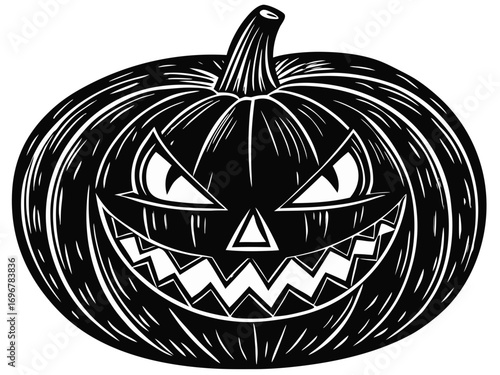Spooky Jack-O'-Lantern Halloween Illustration