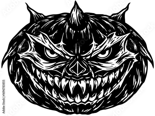 Fierce Jack-O'-Lantern Halloween Illustration