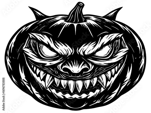 Fierce Jack-O'-Lantern Halloween Illustration