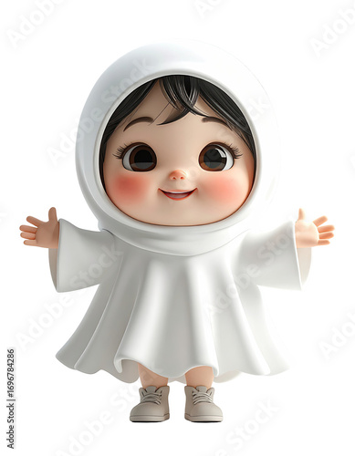 Adorable Baby Ghost with Blushing Cheeks and Happy Expression