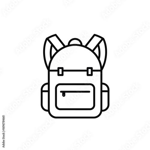 Silhouette of a travel backpack with straps and zipper on a white background. EPS 10.