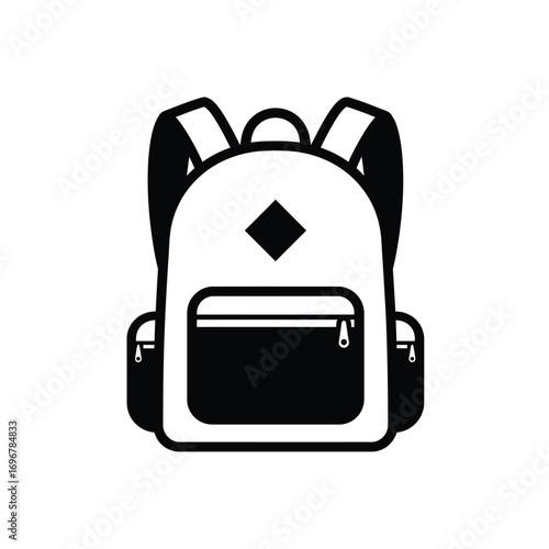 Silhouette of a travel backpack with straps and zipper on a white background. EPS 10.