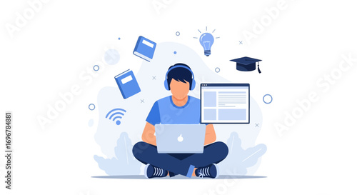 Online Education And Learning, Academic Pursuit, Digital Study, School And Knowledge Journey Focus