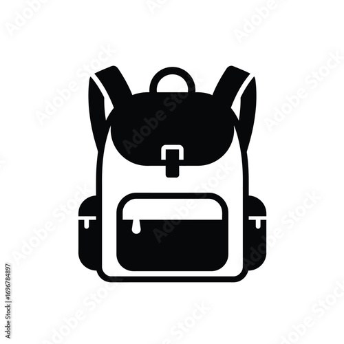 Silhouette of a travel backpack with straps and zipper on a white background. EPS 10.