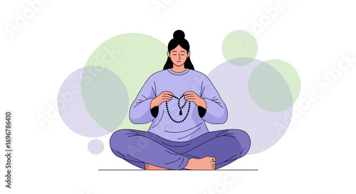 Peaceful Pose: Serene Person in Meditation with a Traditional Adornment